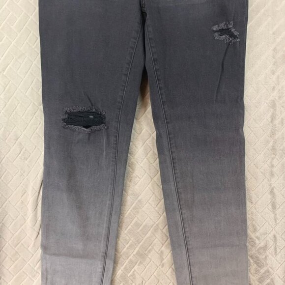 NY&C Soho Womans 8 Denim Jeans Black Ombre Boyfriend Mid Rise Distressed Stretch - Picture 3 of 15